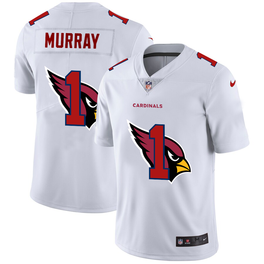 Men's Arizona Cardinals #1 Kyler Murray White Shadow Logo Limited Stitched Jersey